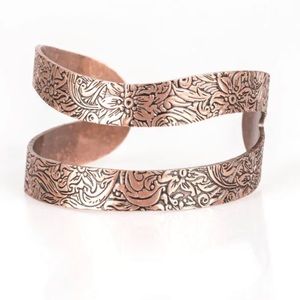 Copper Floral Etched Cuff Bracelet